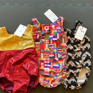 3 New Girl’s Size 6 Gymnastics/ Dance Leotards